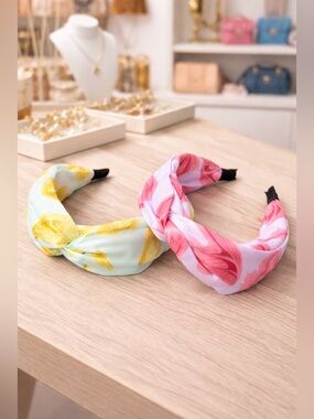 🌸✨ Floral Twist Knot Headband | Blue & Yellow or Purple & Pink | OS